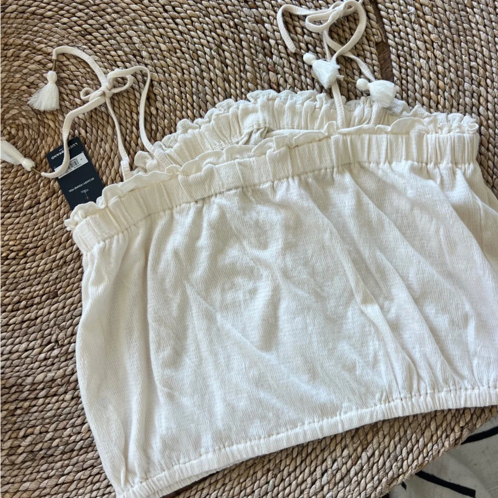 NWT Lucky Brand Women's Cream Tube Top with straps Size L
